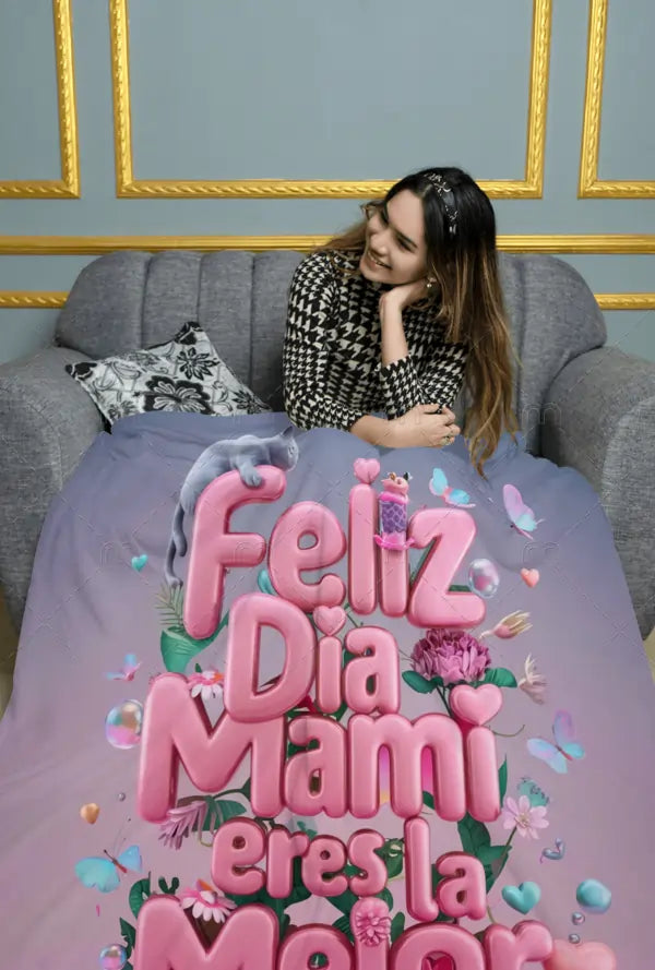 💖Manta Acolchada térmica🌷 - Con todo mi cariño Mamá - 🎁GRATIS Hermoso Cojín🎁