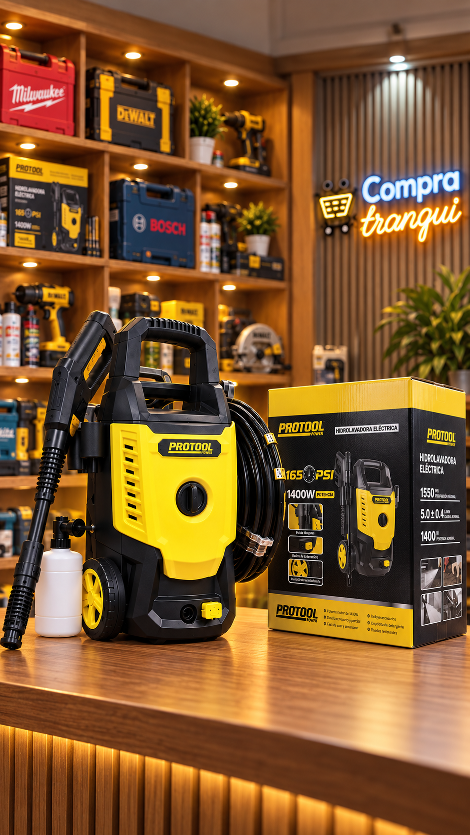 HIDROLAVADORA ELECTRICA PROTOOL 1400W 1650 PSI