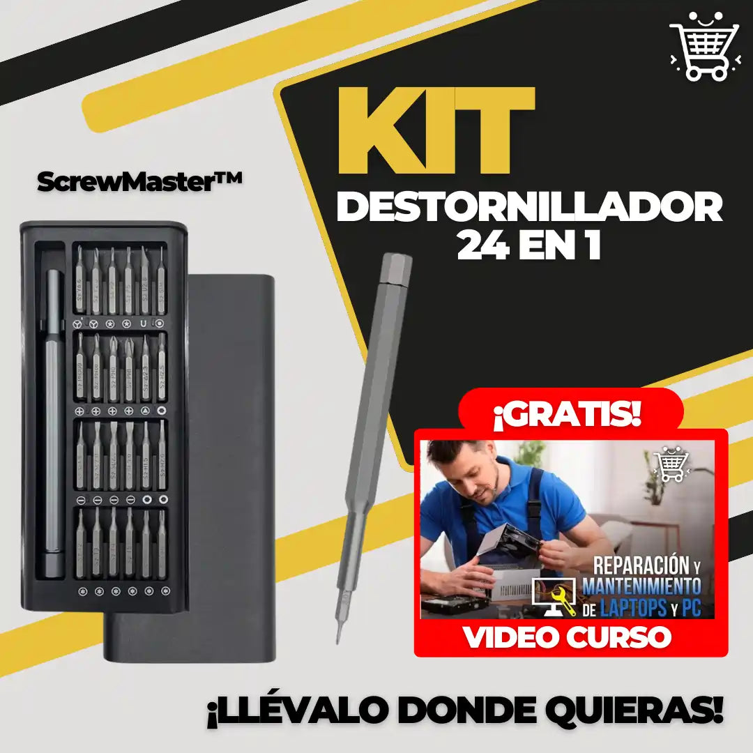 ScrewMaster™ GRATIS🎁Video Curso de Computadores🔩Juego de Destornilladores 24 en 1🧰desarma lo que quieras donde quieras😉