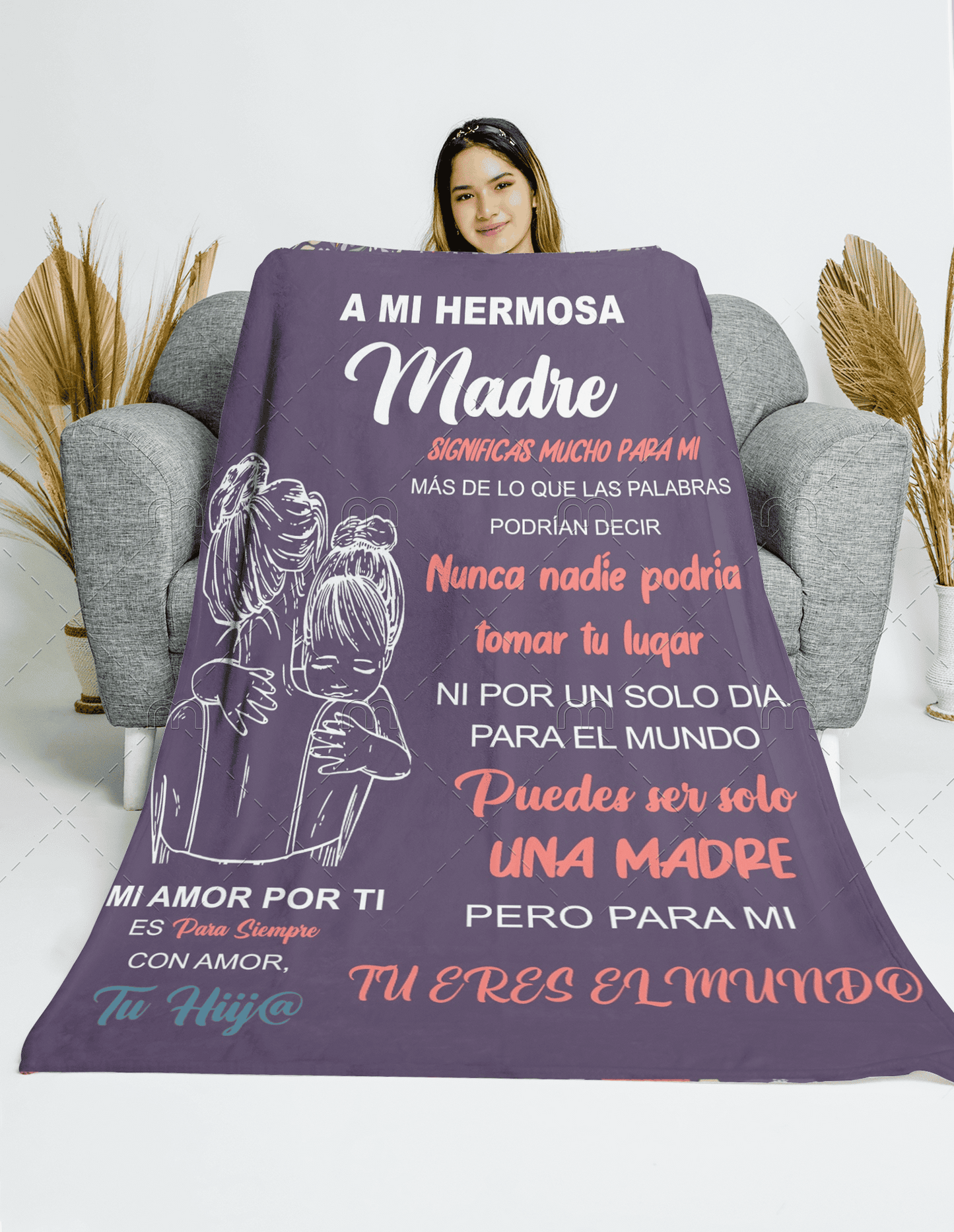 💖Manta Acolchada térmica🌷 - Con todo mi cariño Mamá  - 🎁GRATIS Hermoso Cojín🎁