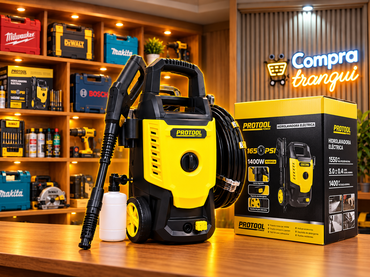 HIDROLAVADORA ELECTRICA PROTOOL 1400W 1650 PSI