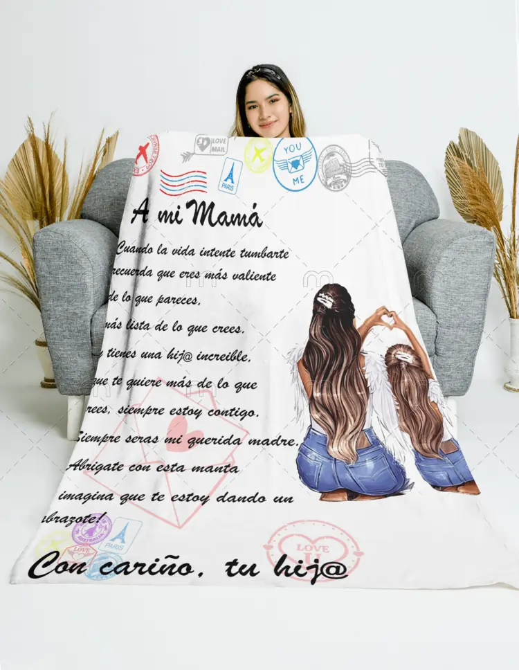 💖Manta Acolchada térmica🌷 - Con todo mi cariño Mamá  - 🎁GRATIS Hermoso Cojín🎁