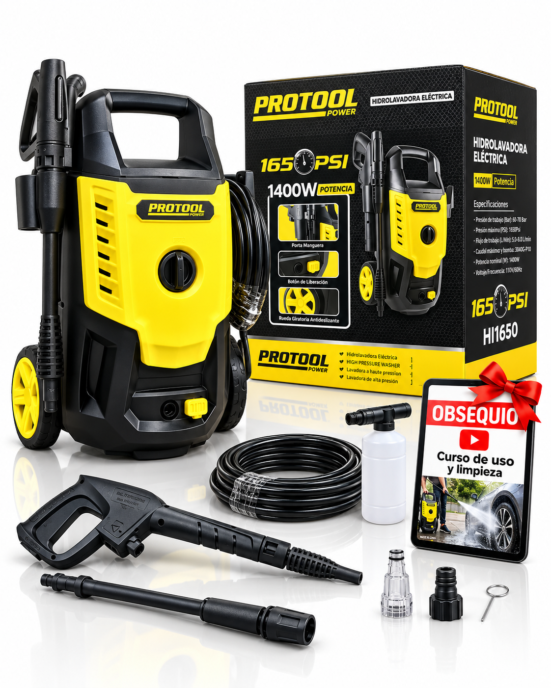 HIDROLAVADORA ELECTRICA PROTOOL 1400W 1650 PSI