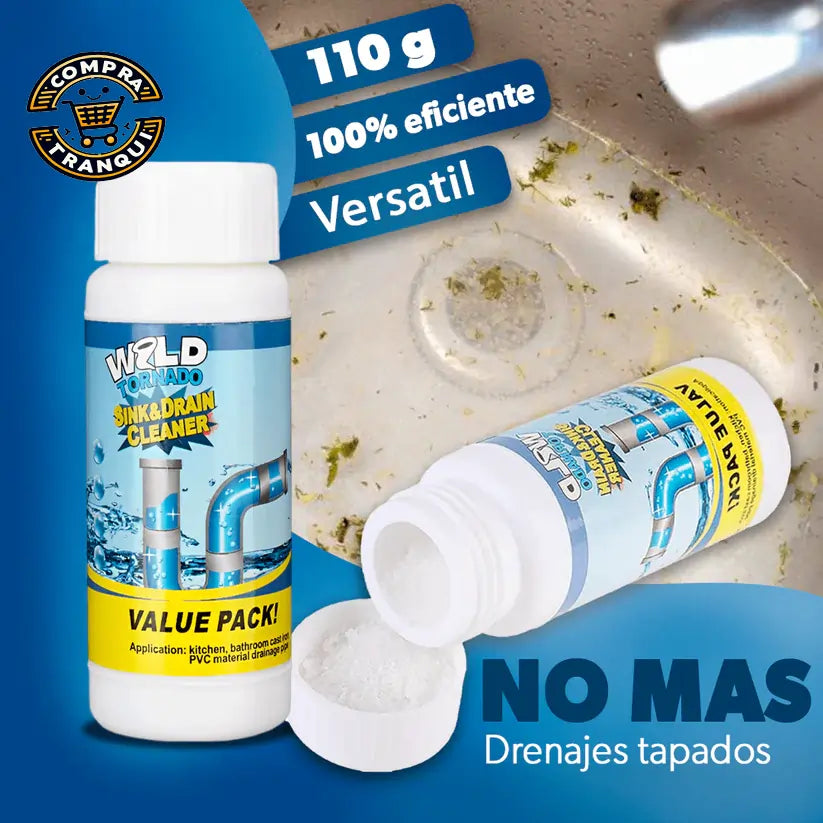 🚽 Polvo Americano 🇺🇸 Destapa Cañerías [WILD TORNADO™] 🫧 Remolino de Limpieza para Baños y Lavaplatos 🫧